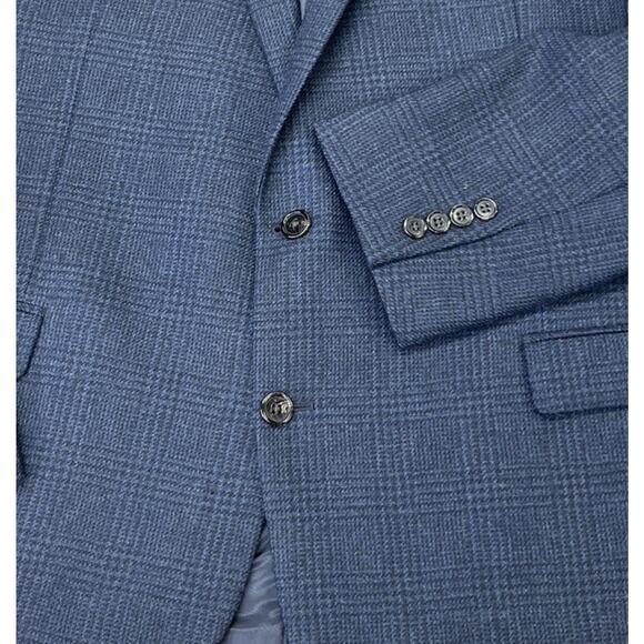 Lauren Ralph Lauren Windowpane Plaid Wool Sport Coat Blazer Men’s 50L Blue - Picture 10 of 16